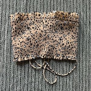 Leopard Corset Tie Bikini Top